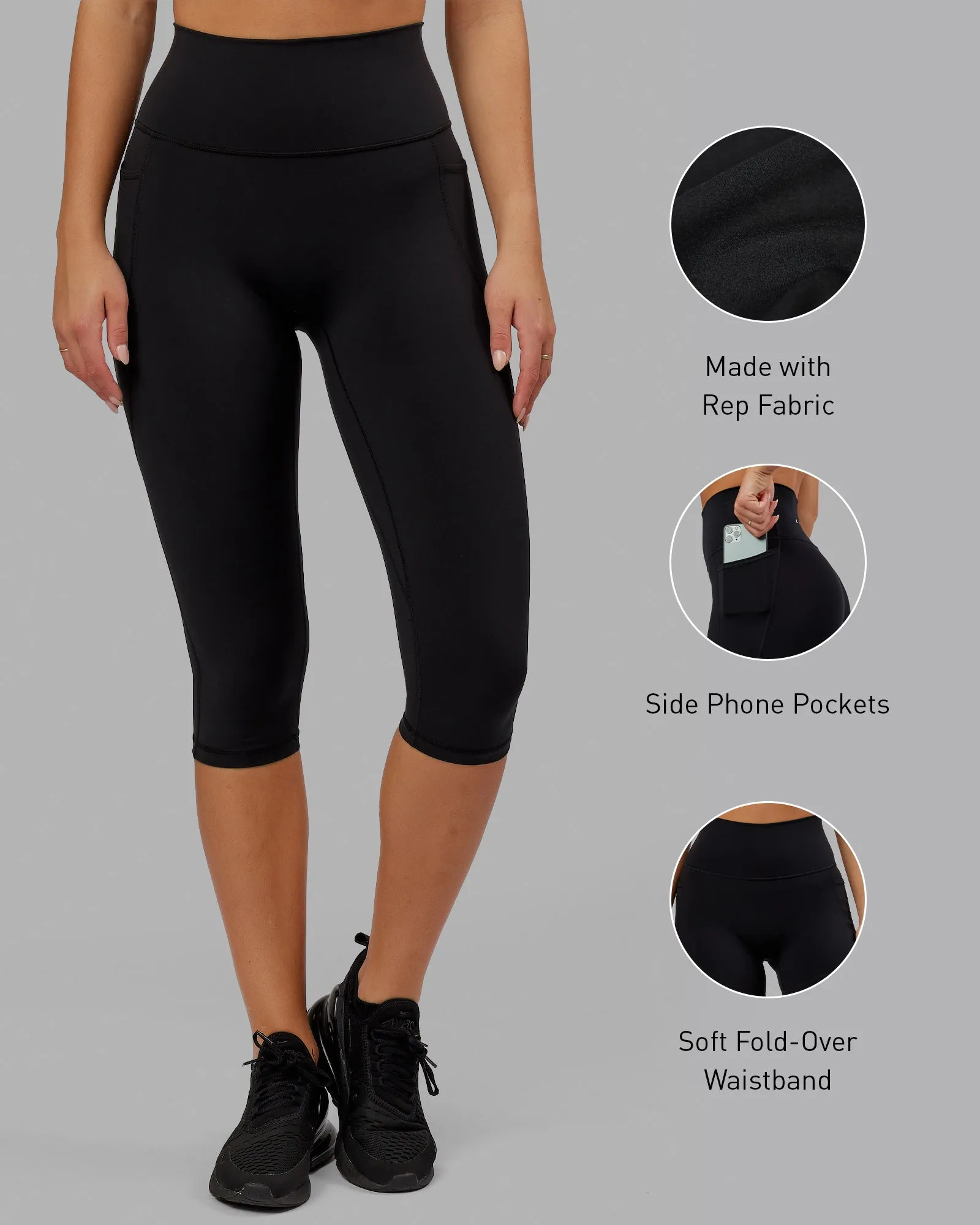 Fusion 3/4 Length Leggings - Black