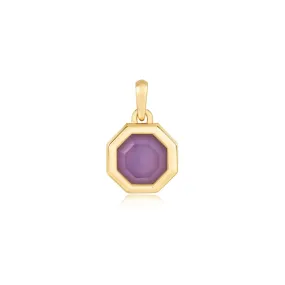 Gold Octagon Lilac Quartz Charm Pendant