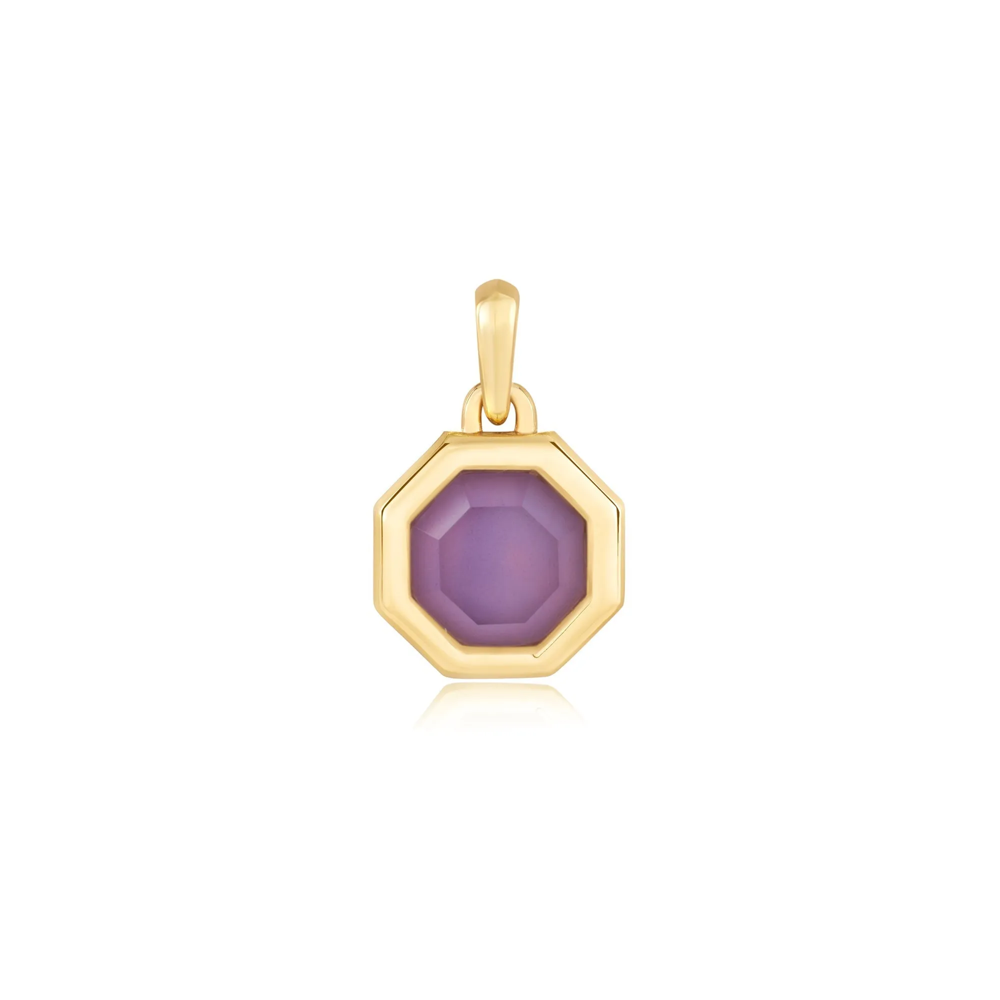 Gold Octagon Lilac Quartz Charm Pendant