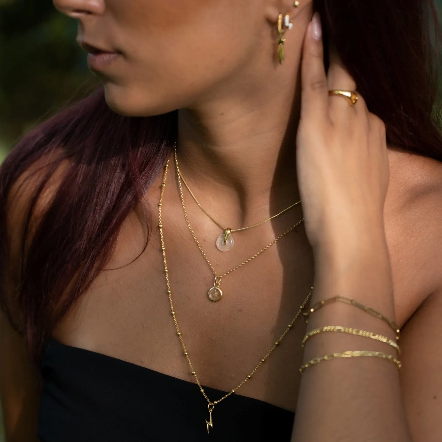 Gold Plated Clear Spinning Disc Necklace