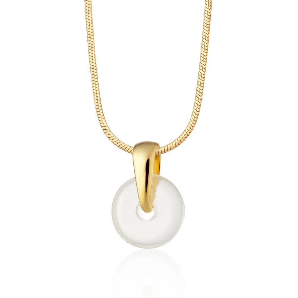 Gold Plated Clear Spinning Disc Necklace