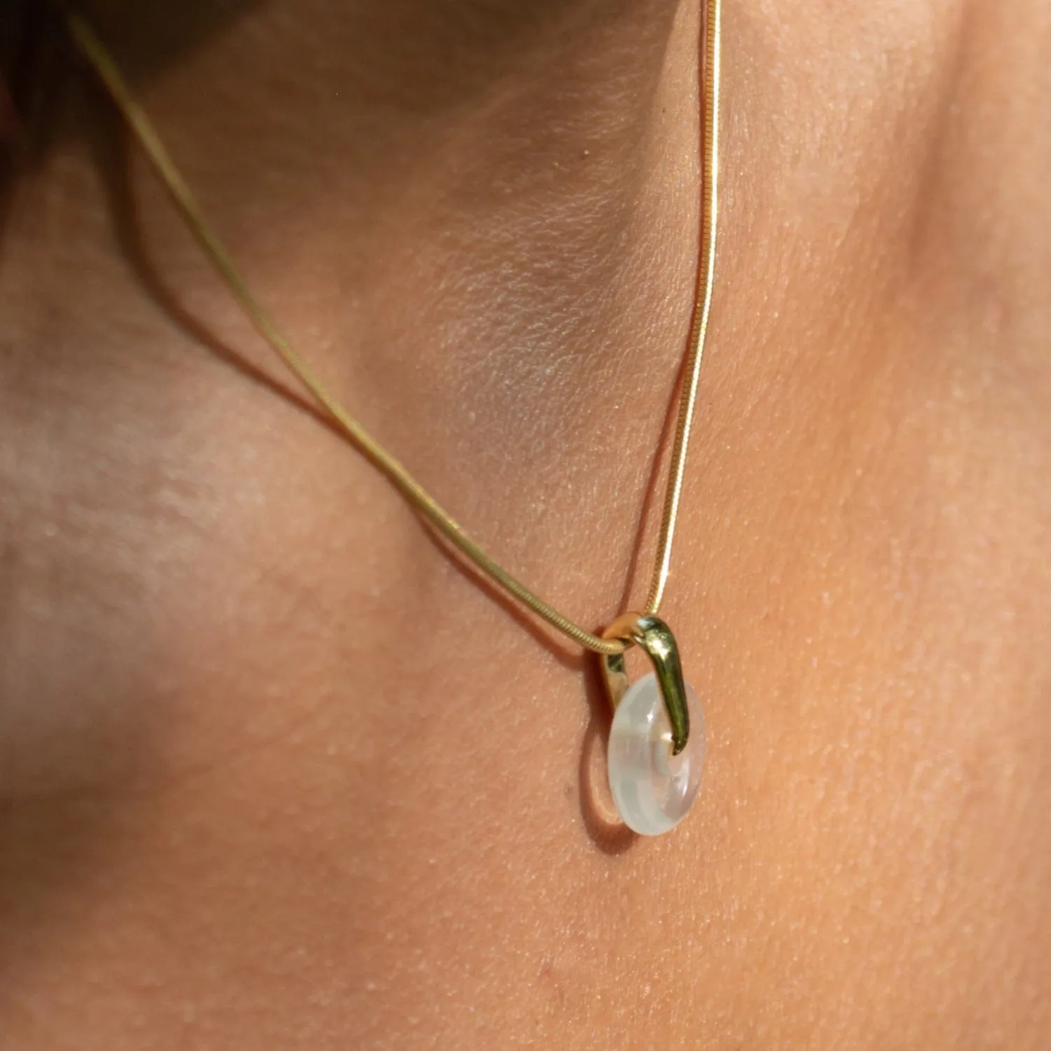 Gold Plated Clear Spinning Disc Necklace