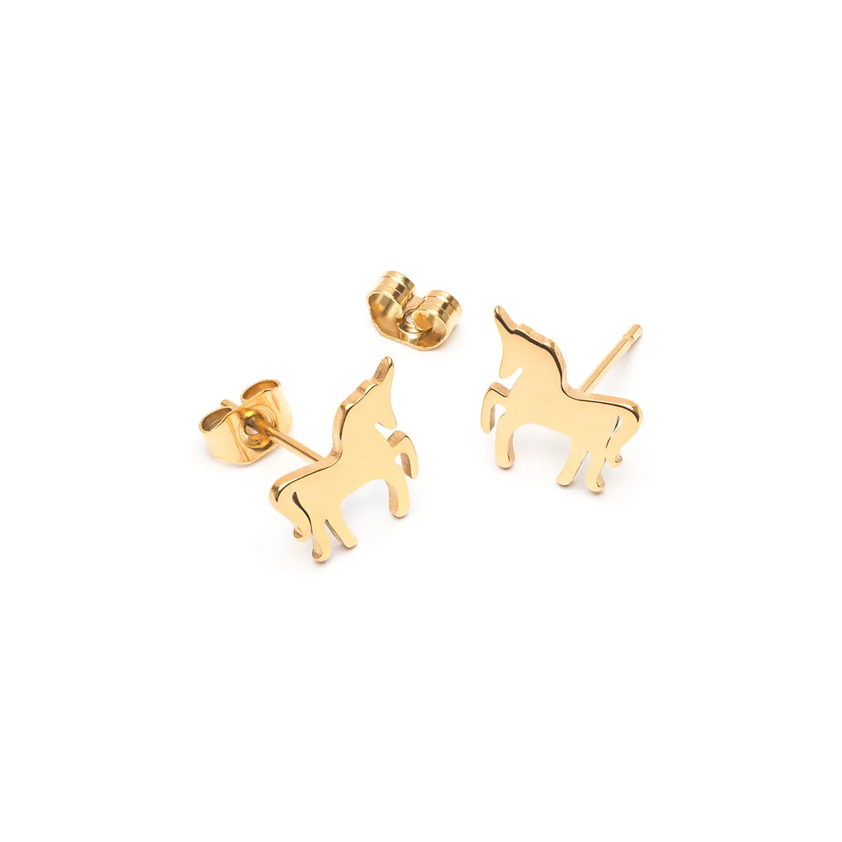 Gold Unicorn Stud Earrings
