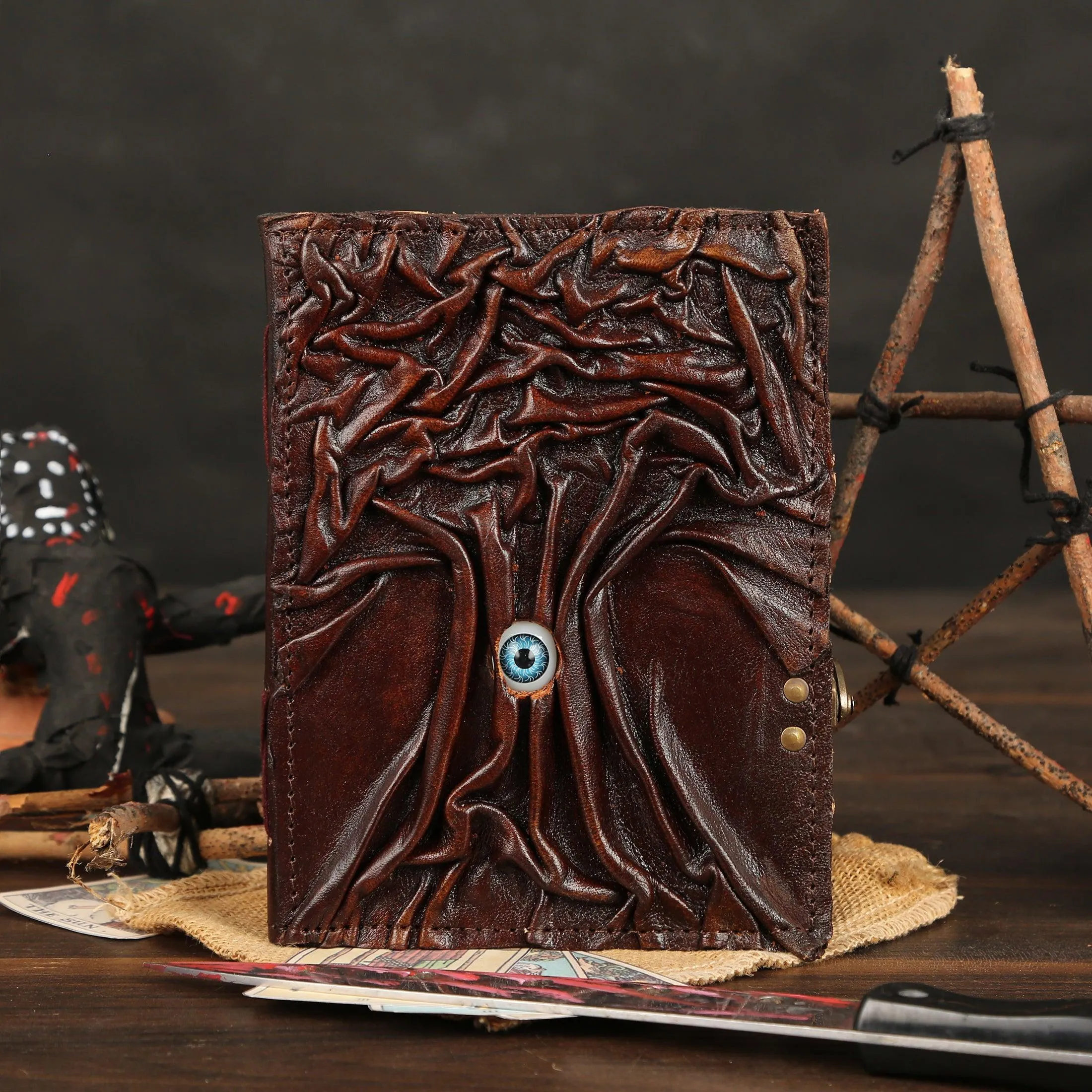 Hocus pocus Book of Spells Journal Book of Shadows Writing Notebook deckle edge paper unlined Leather Journal Writing For Men And Women tree cover