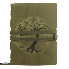 Leather Journal for women and men embossed 8 x 6 inch Handmade Lined craft paper tree of life sun and moon notebook writing notepad book of shadows journal
