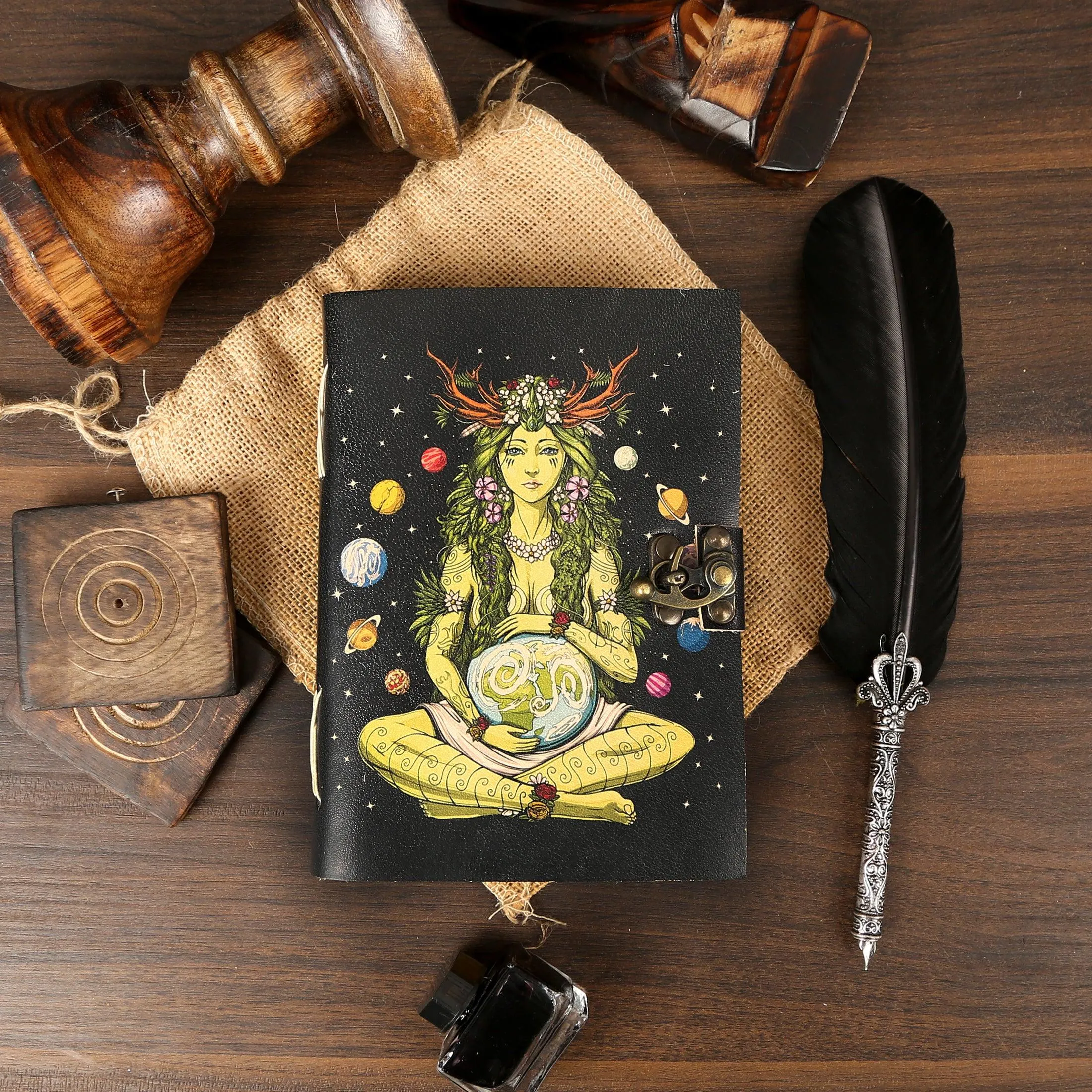 Leather journal for women and men Unlined deckle edge paper book of shadows hocus pocus writing notebook diary sketch book gifts for artists