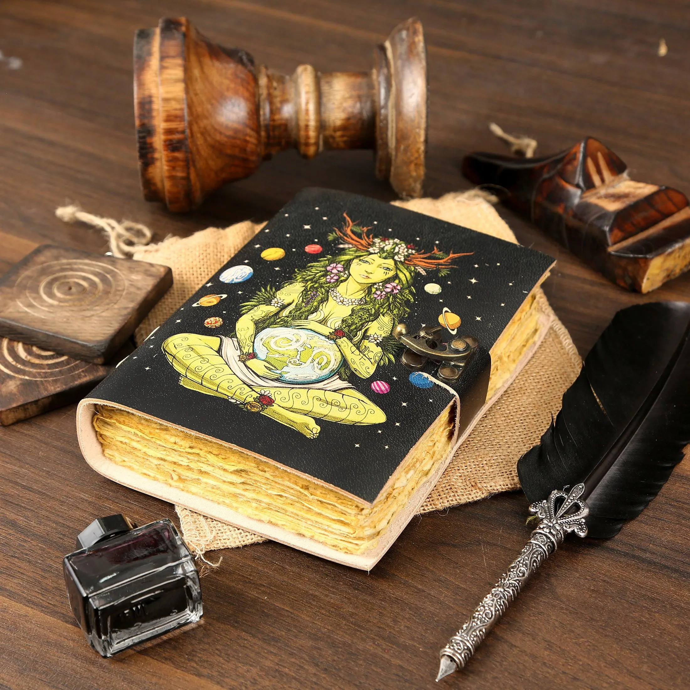 Leather journal for women and men Unlined deckle edge paper book of shadows hocus pocus writing notebook diary sketch book gifts for artists