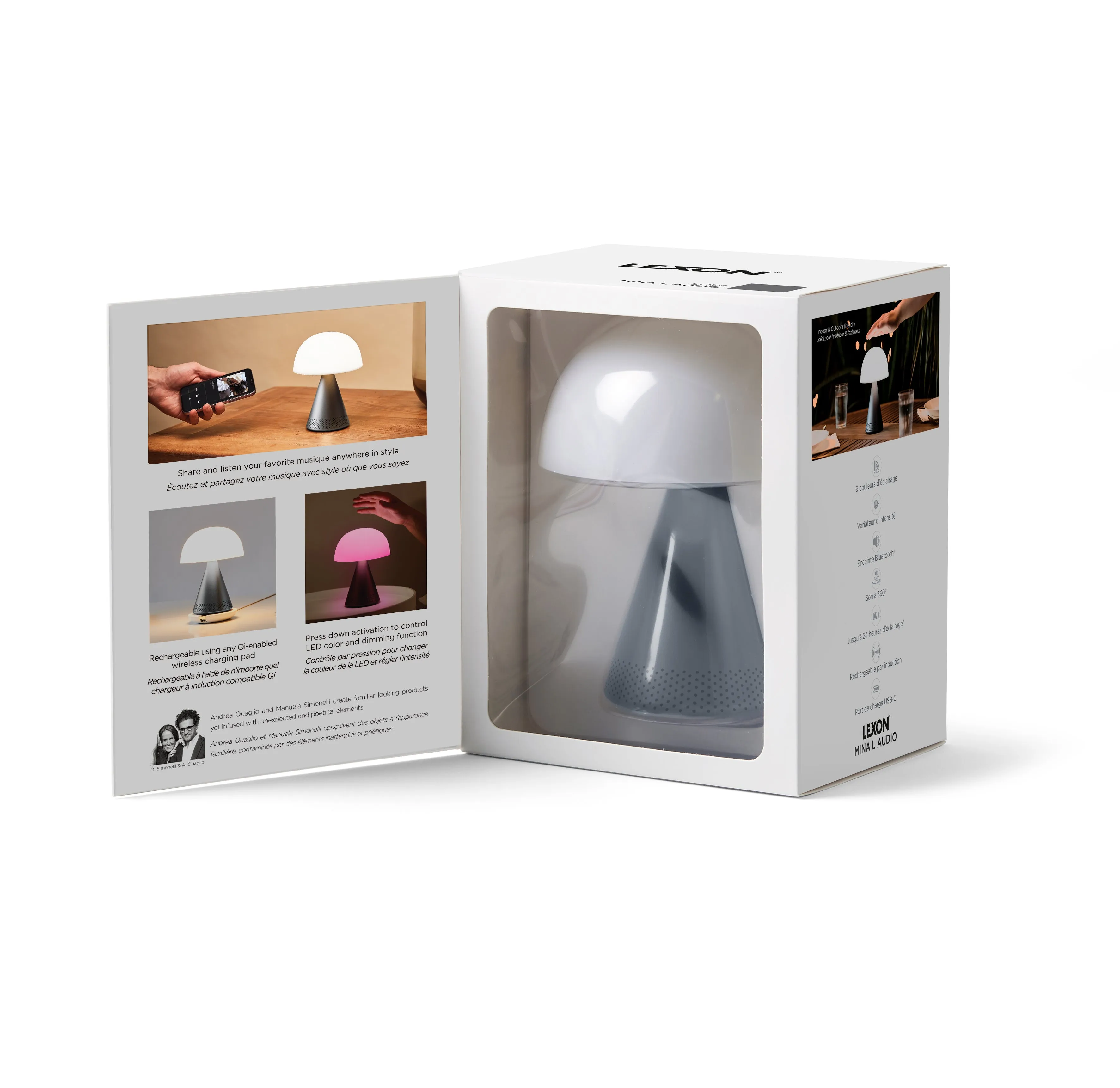 LEXON Mina L Audio Portable Lamp and Wireless Speaker