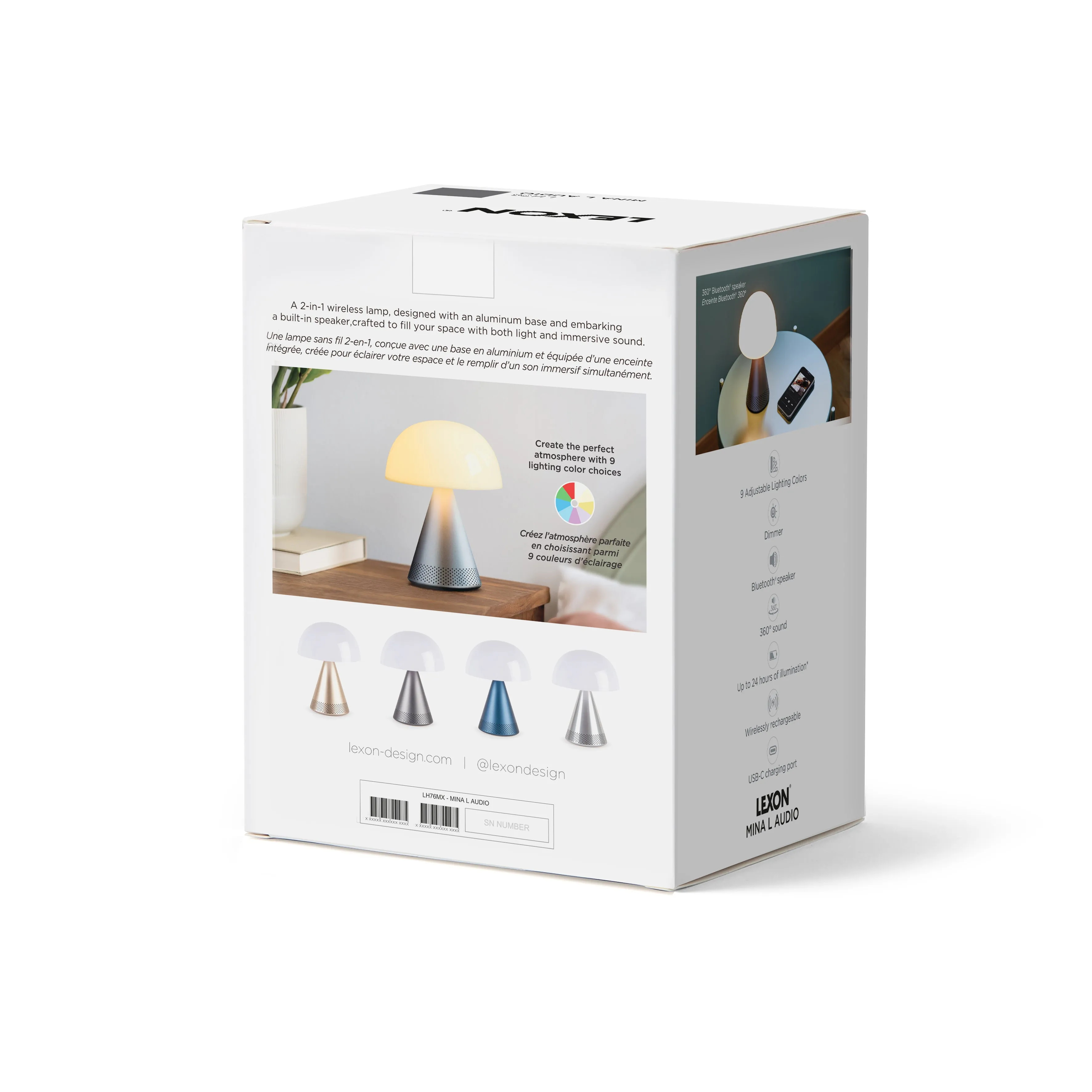 LEXON Mina L Audio Portable Lamp and Wireless Speaker