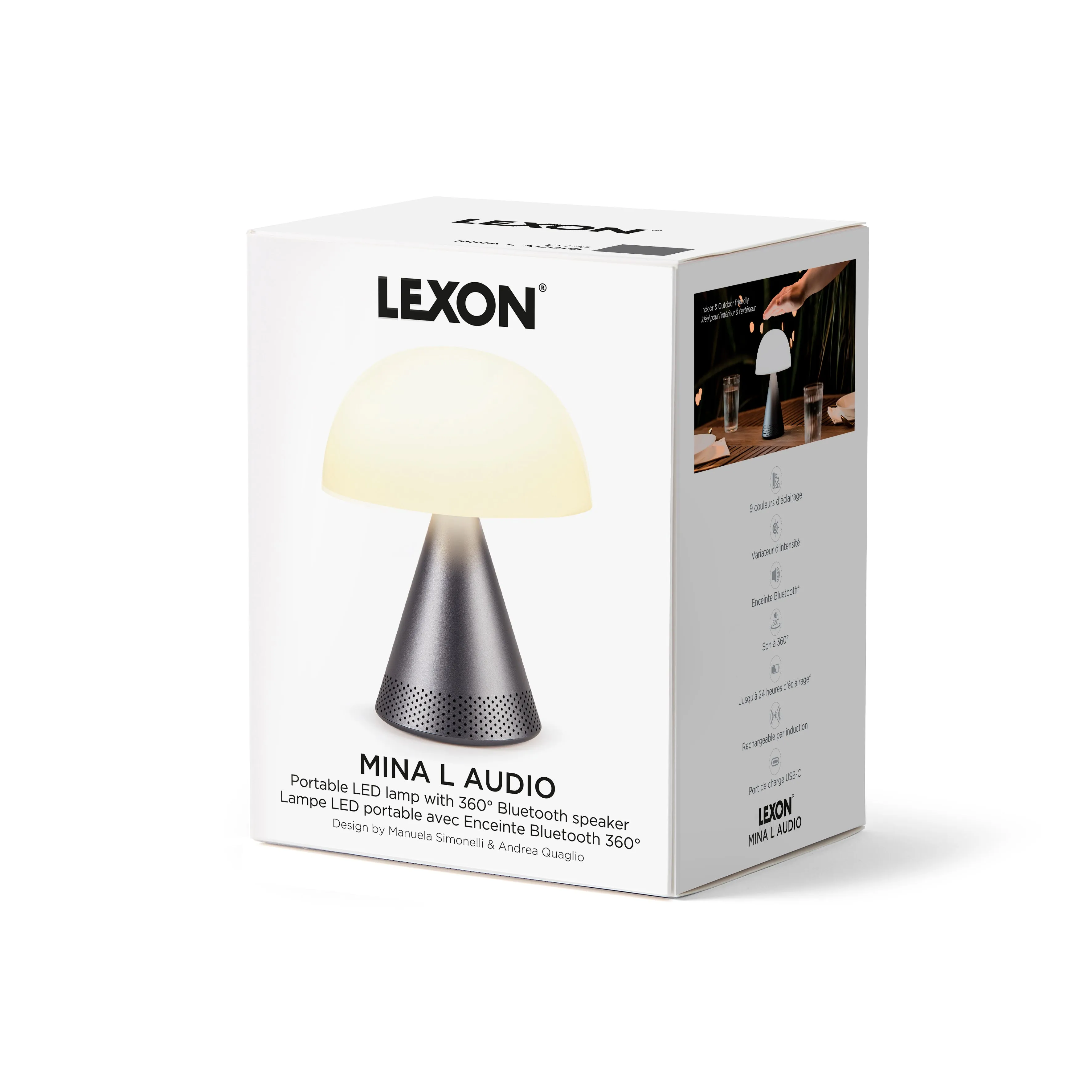 LEXON Mina L Audio Portable Lamp and Wireless Speaker
