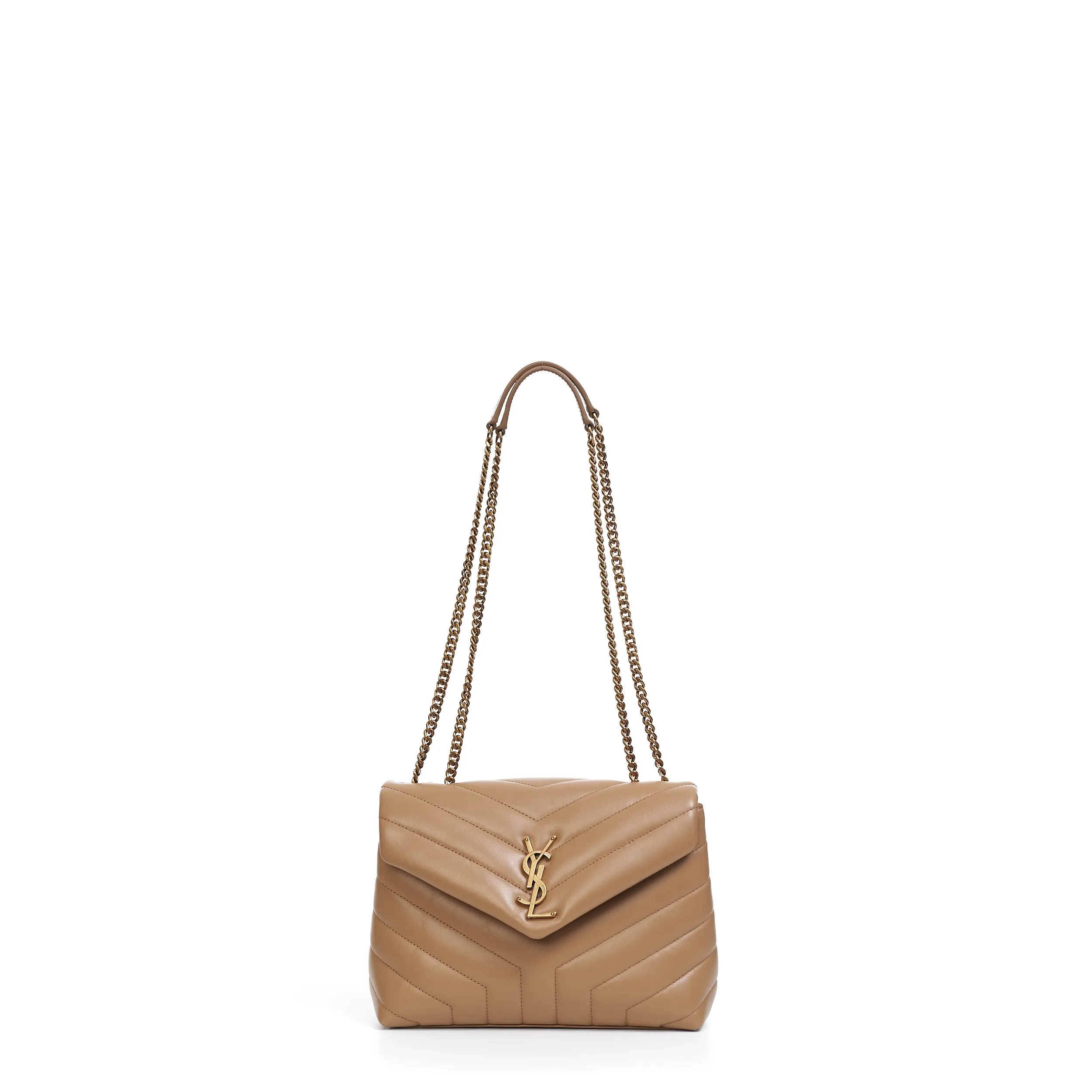 Loulou Small Chain Bag In Tan Quilted "Y" Leather
