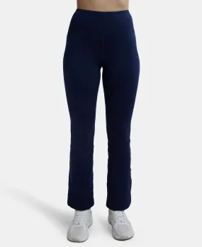 Microfiber Elastane Stretch Regular Fit Flared Pants with StayFresh Treatment - Peacoat