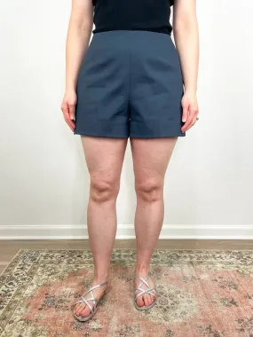 Oliver Cotton Stretch Tricotine Structured Shorts in Slate Blue