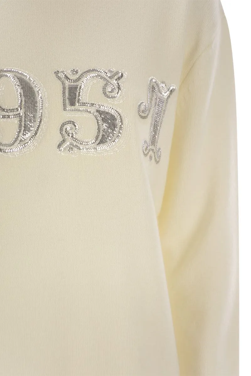 PLATA - PULLOVER IN WOOL, CASHMERE AND SEQUINS