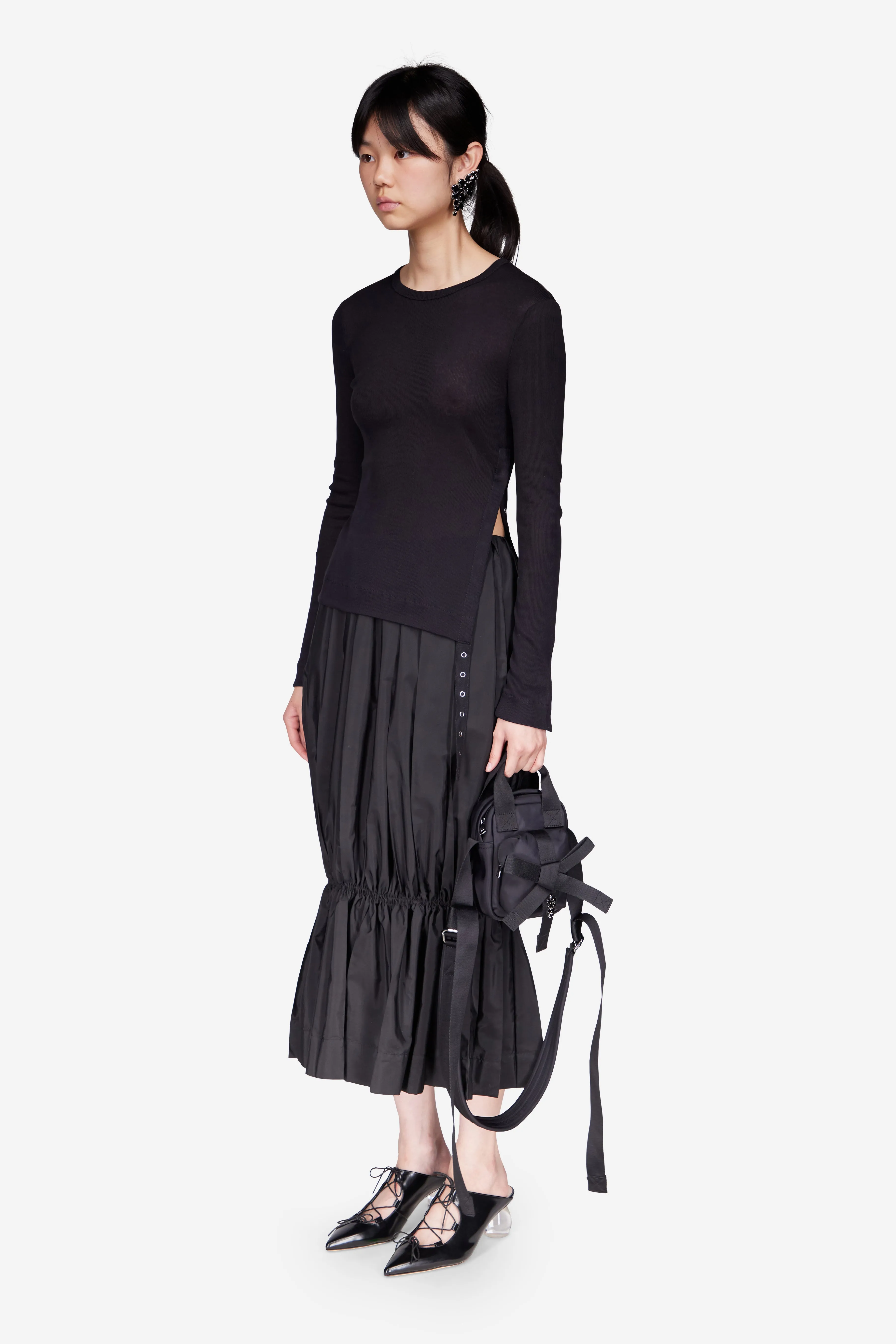 Pleated Egg Midi Skirt