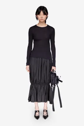 Pleated Egg Midi Skirt