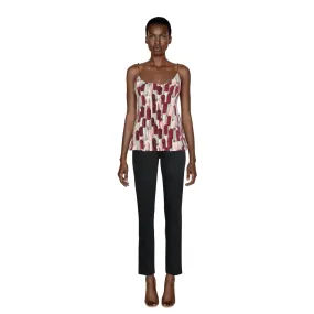 PRADA Silk Lipstick Leather Strap Top Spring 2000 | Size 44 IT