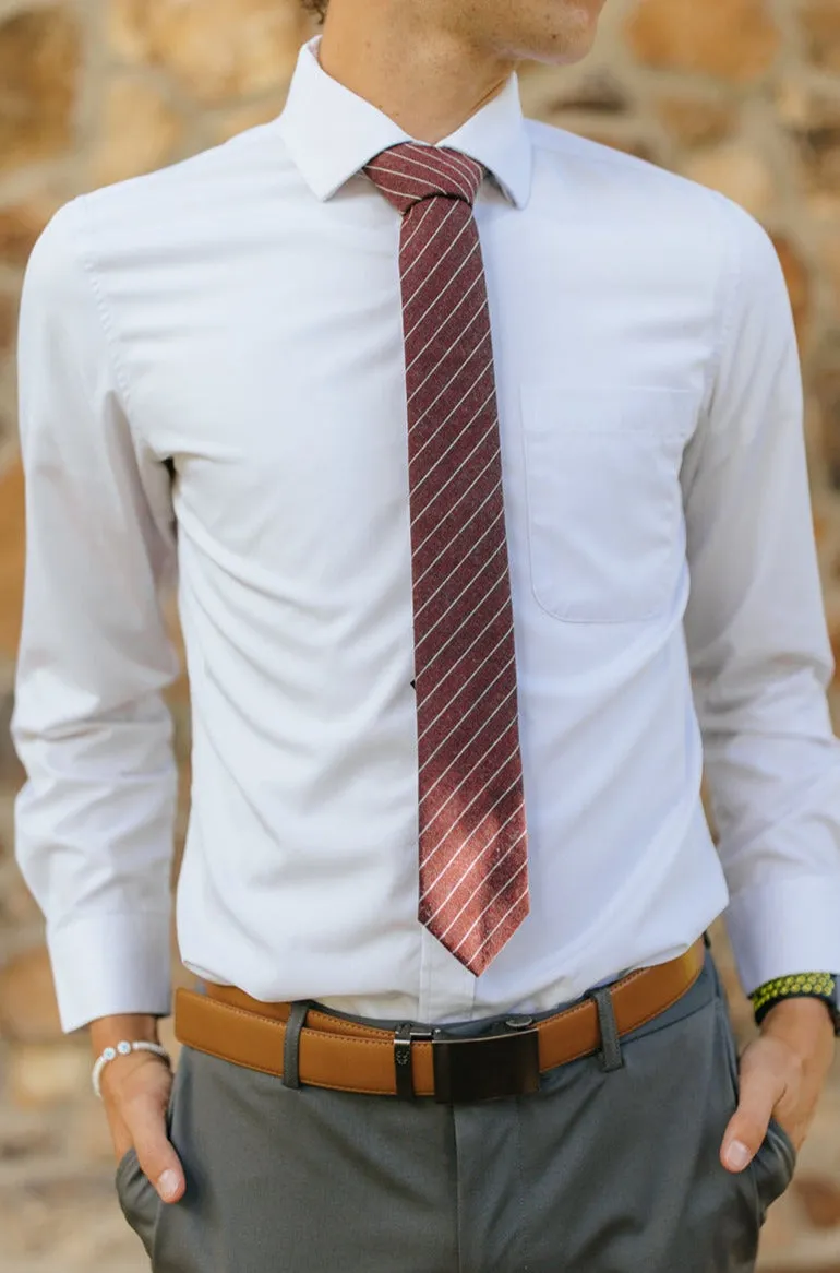 R&B Claret w/ Small White Twill Tie