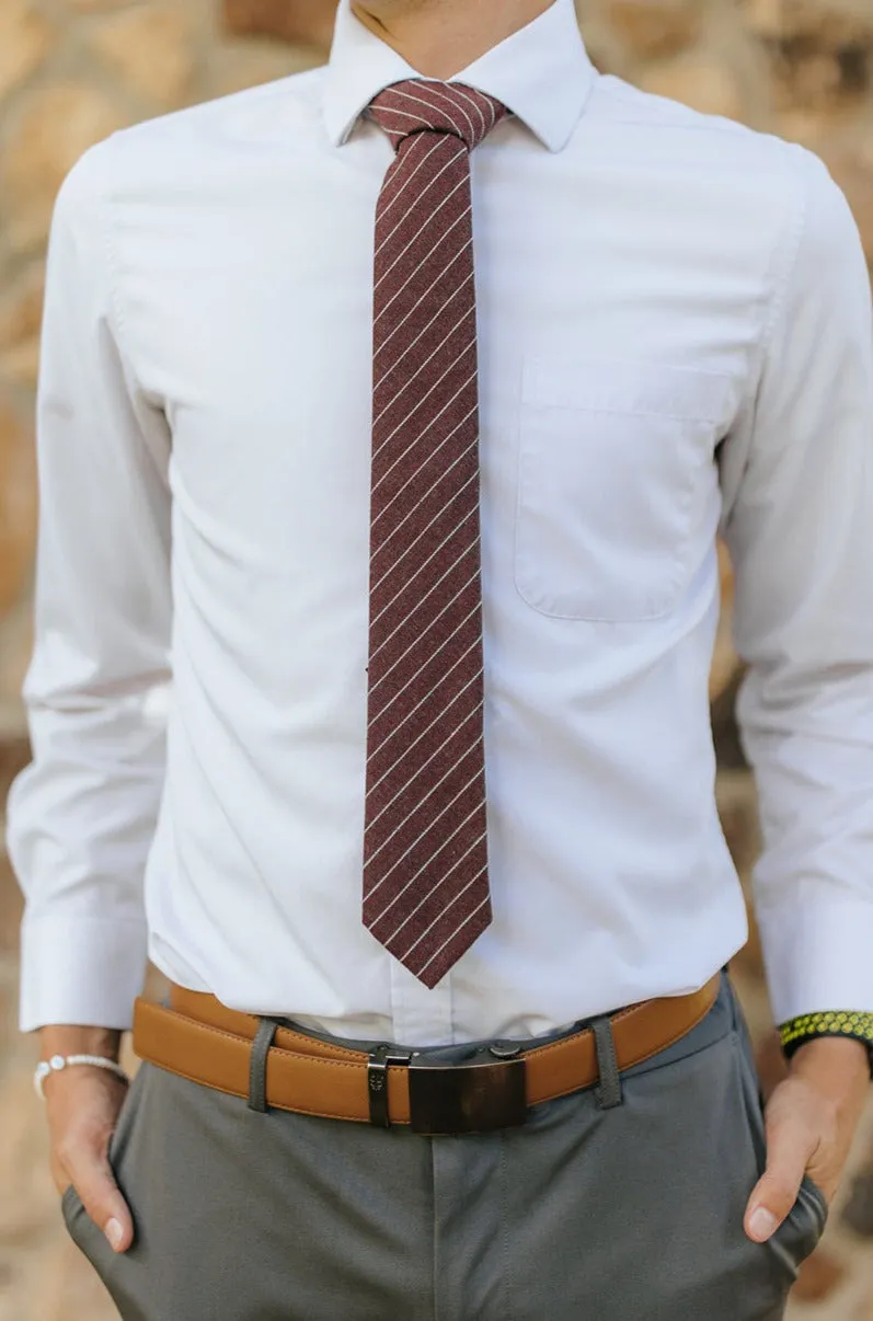 R&B Claret w/ Small White Twill Tie