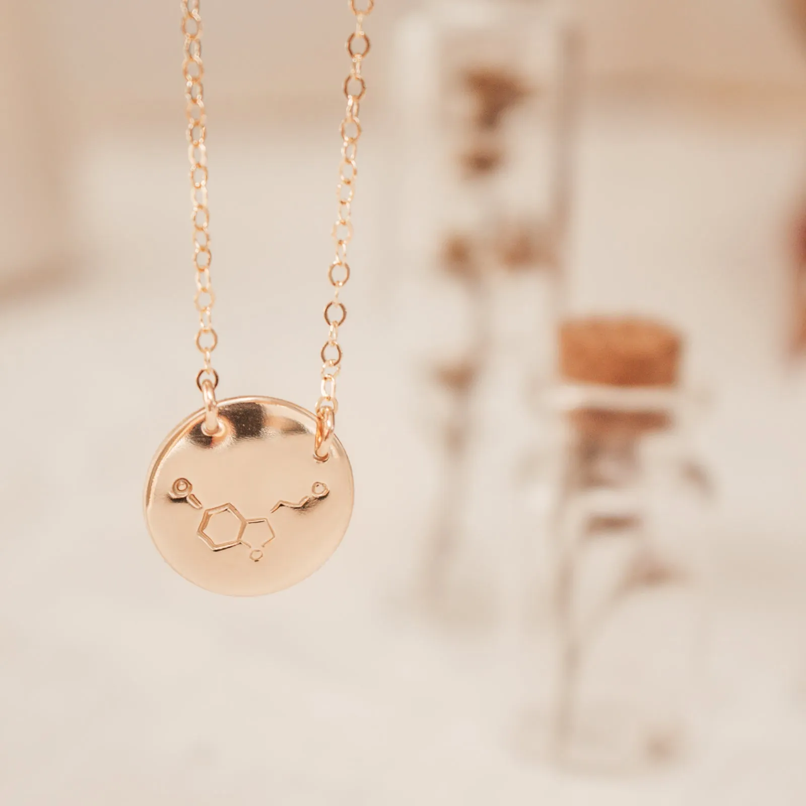 Serotonin • Chemical Symbol • Large Pendant Double Hole Necklace