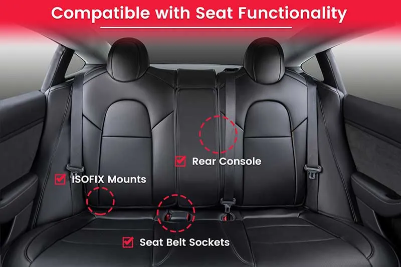 TAPTES® Black Seat Covers for Tesla Model 3, Black Seat Protectors for Tesla Model 3