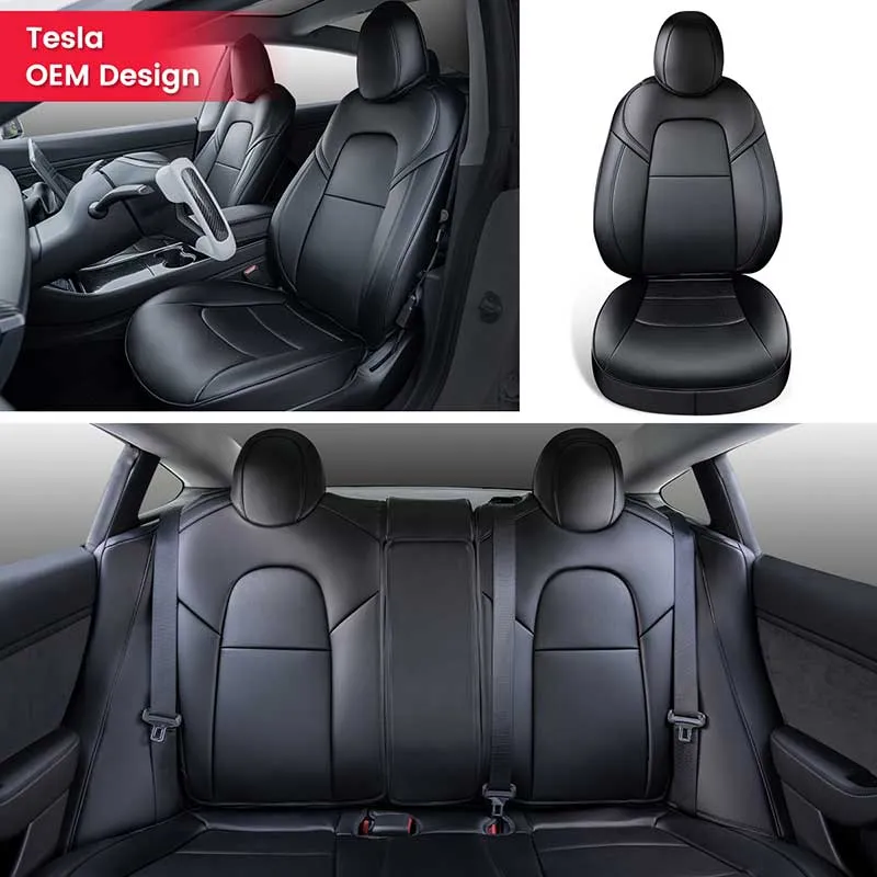 TAPTES® Black Seat Covers for Tesla Model 3, Black Seat Protectors for Tesla Model 3