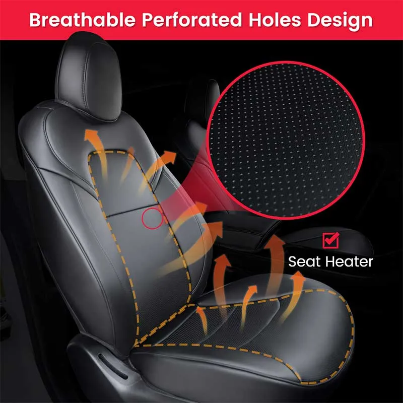 TAPTES® Black Seat Covers for Tesla Model 3, Black Seat Protectors for Tesla Model 3