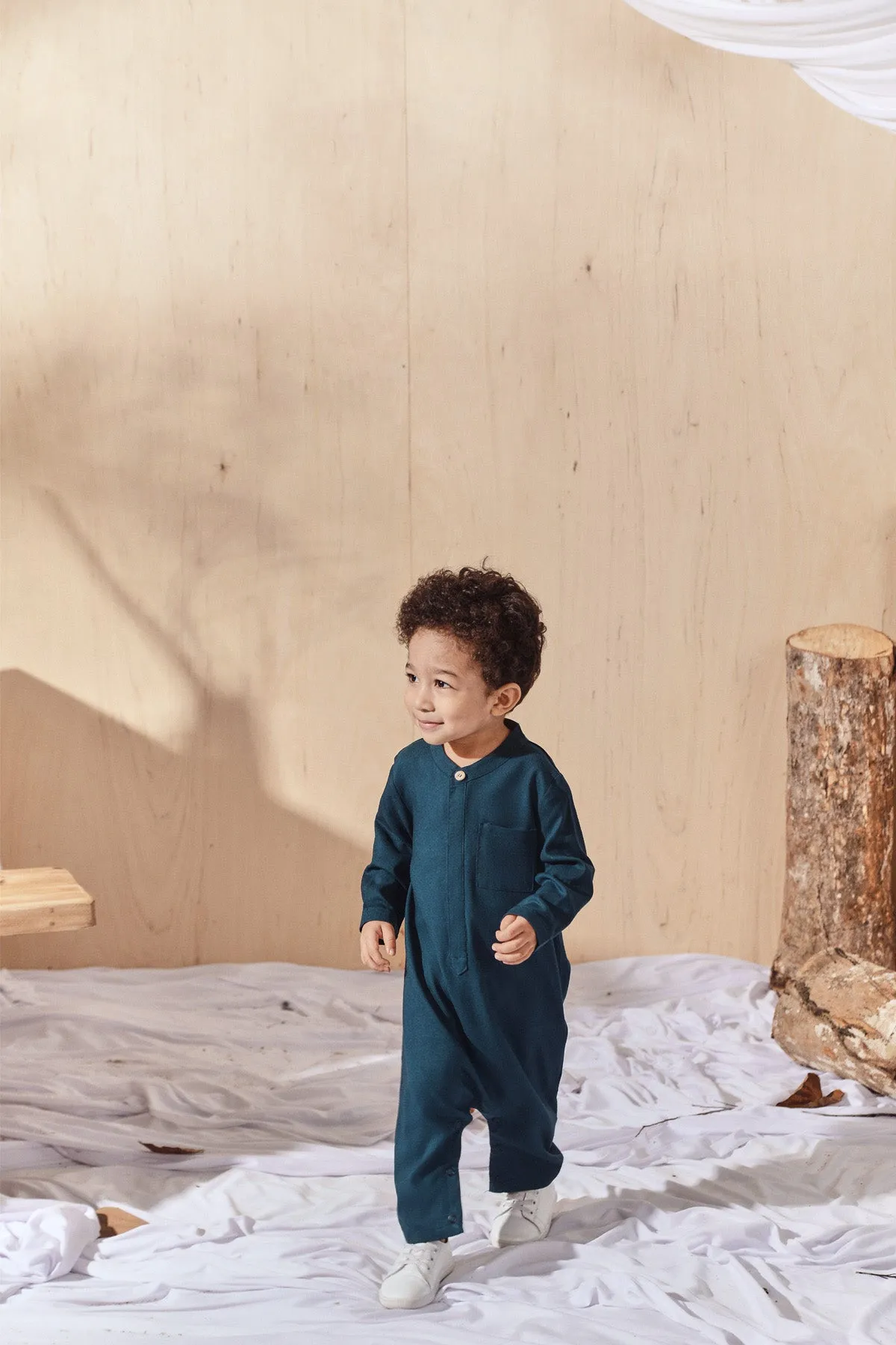 The Balik Babies Baju Melayu Jumpsuit - Emerald Green