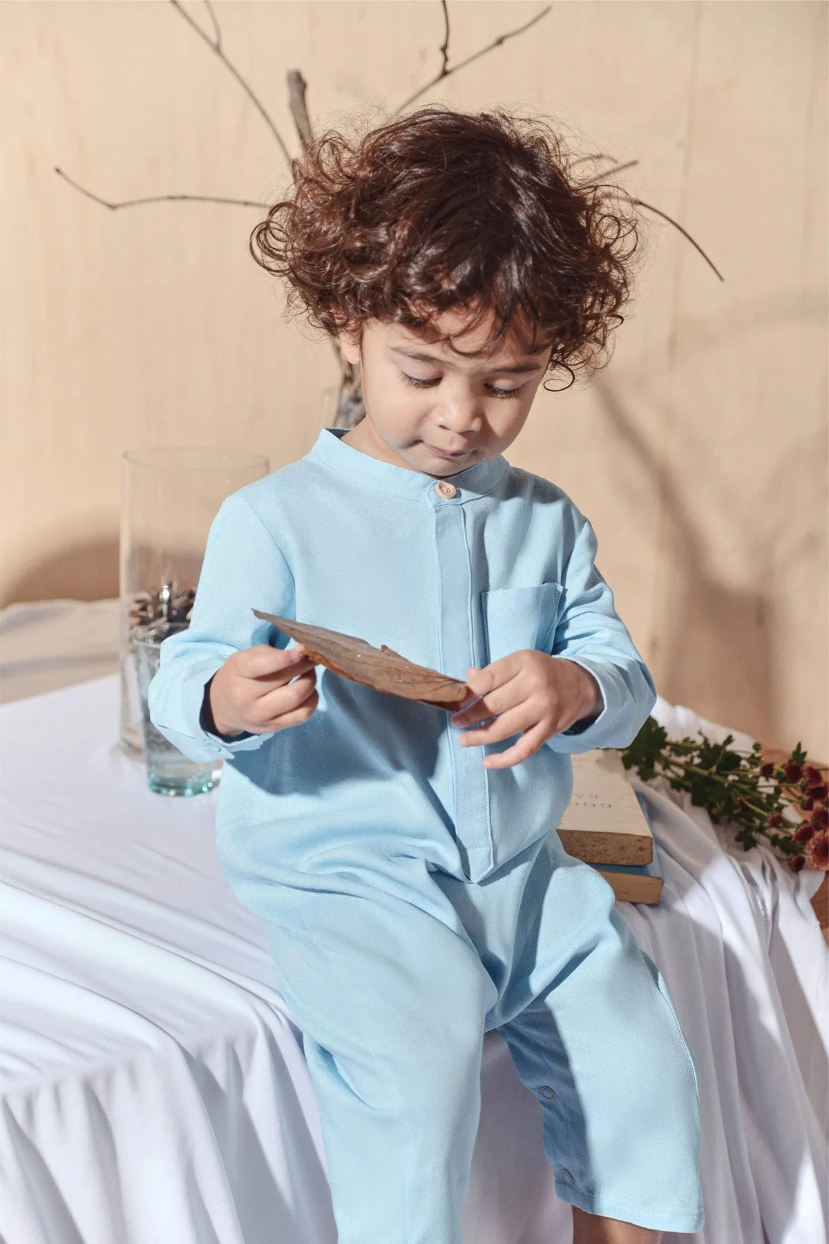 The Balik Babies Baju Melayu Jumpsuit - Light Blue
