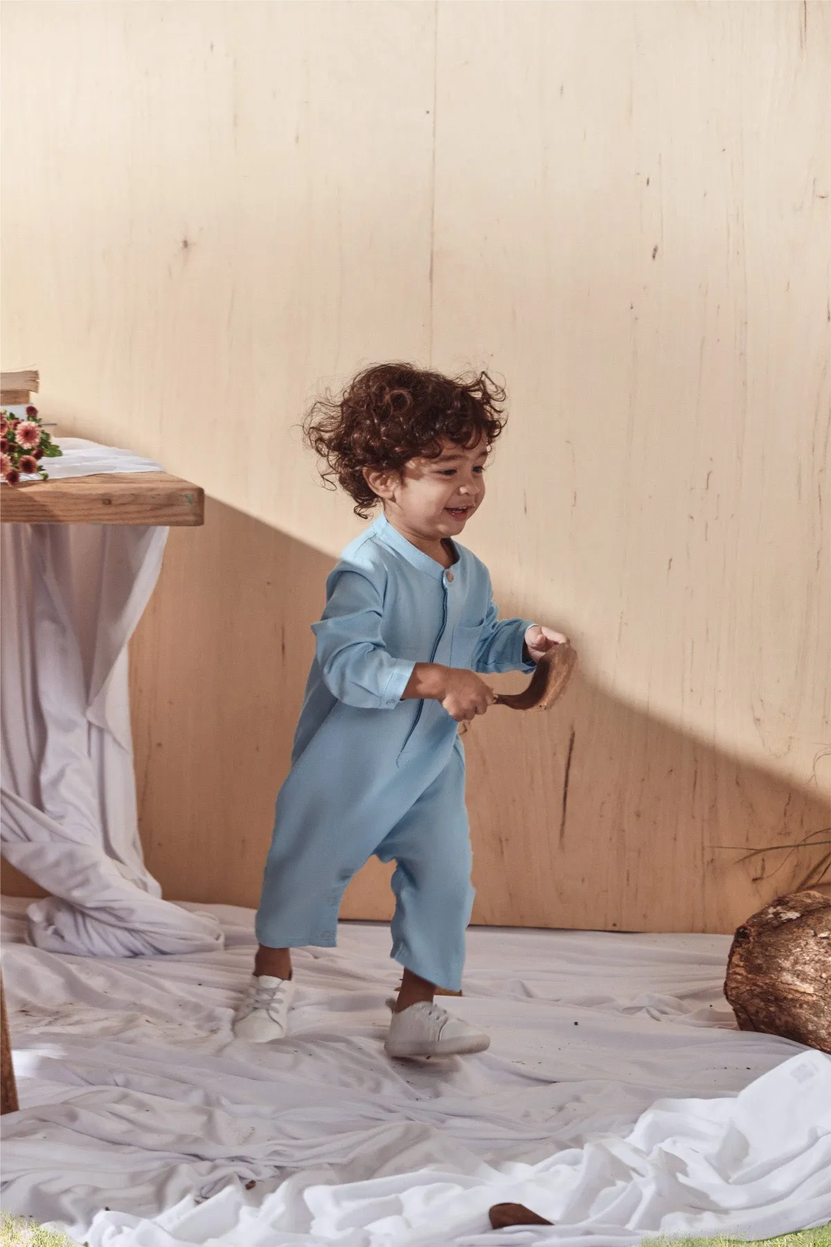 The Balik Babies Baju Melayu Jumpsuit - Light Blue