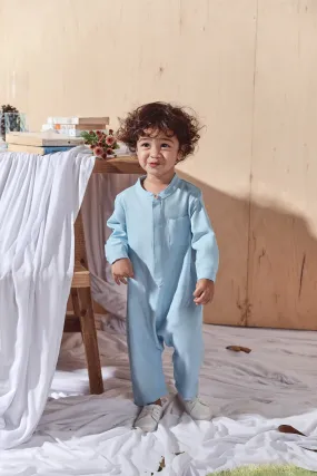 The Balik Babies Baju Melayu Jumpsuit - Light Blue
