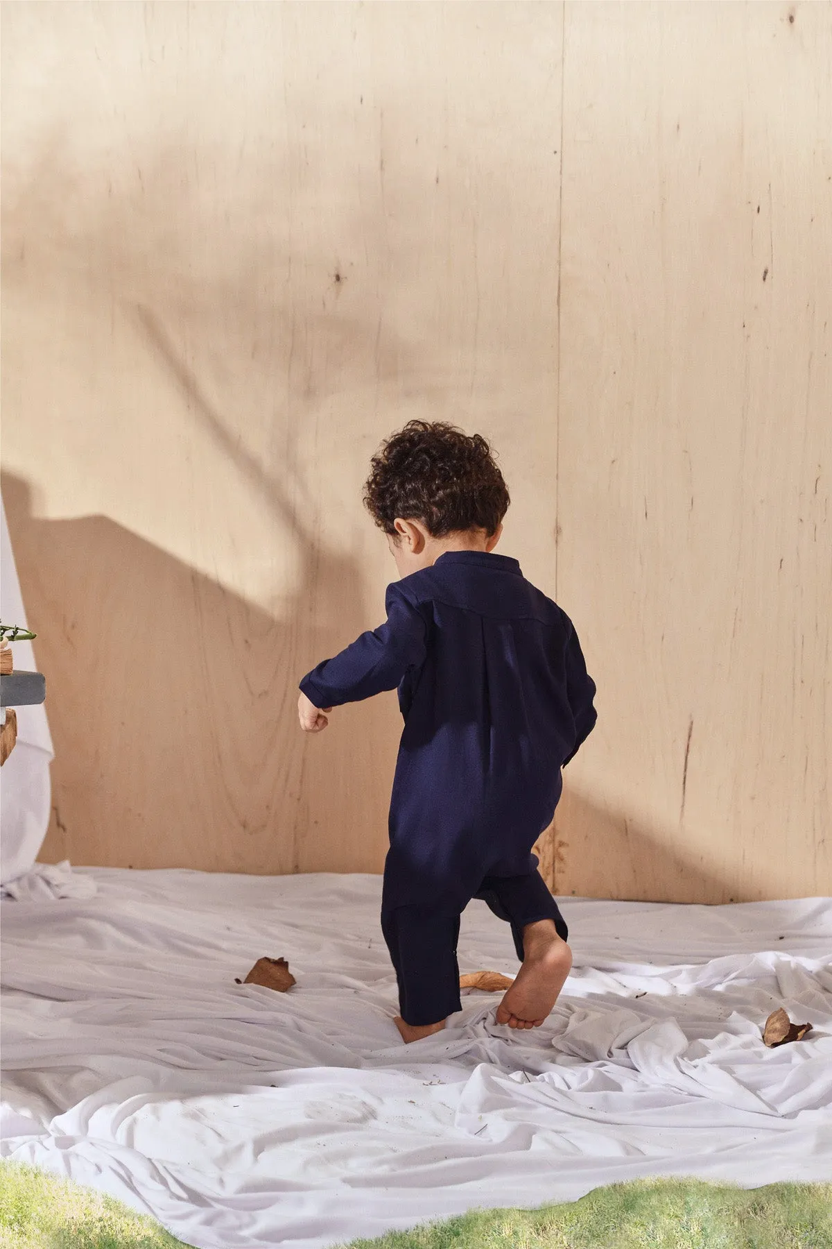 The Balik Babies Baju Melayu Jumpsuit - Navy Blue