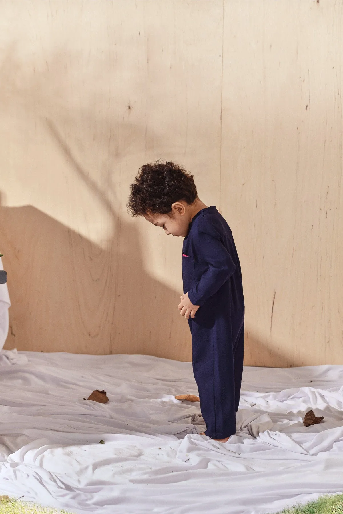 The Balik Babies Baju Melayu Jumpsuit - Navy Blue