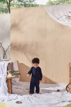 The Balik Babies Baju Melayu Jumpsuit - Navy Blue