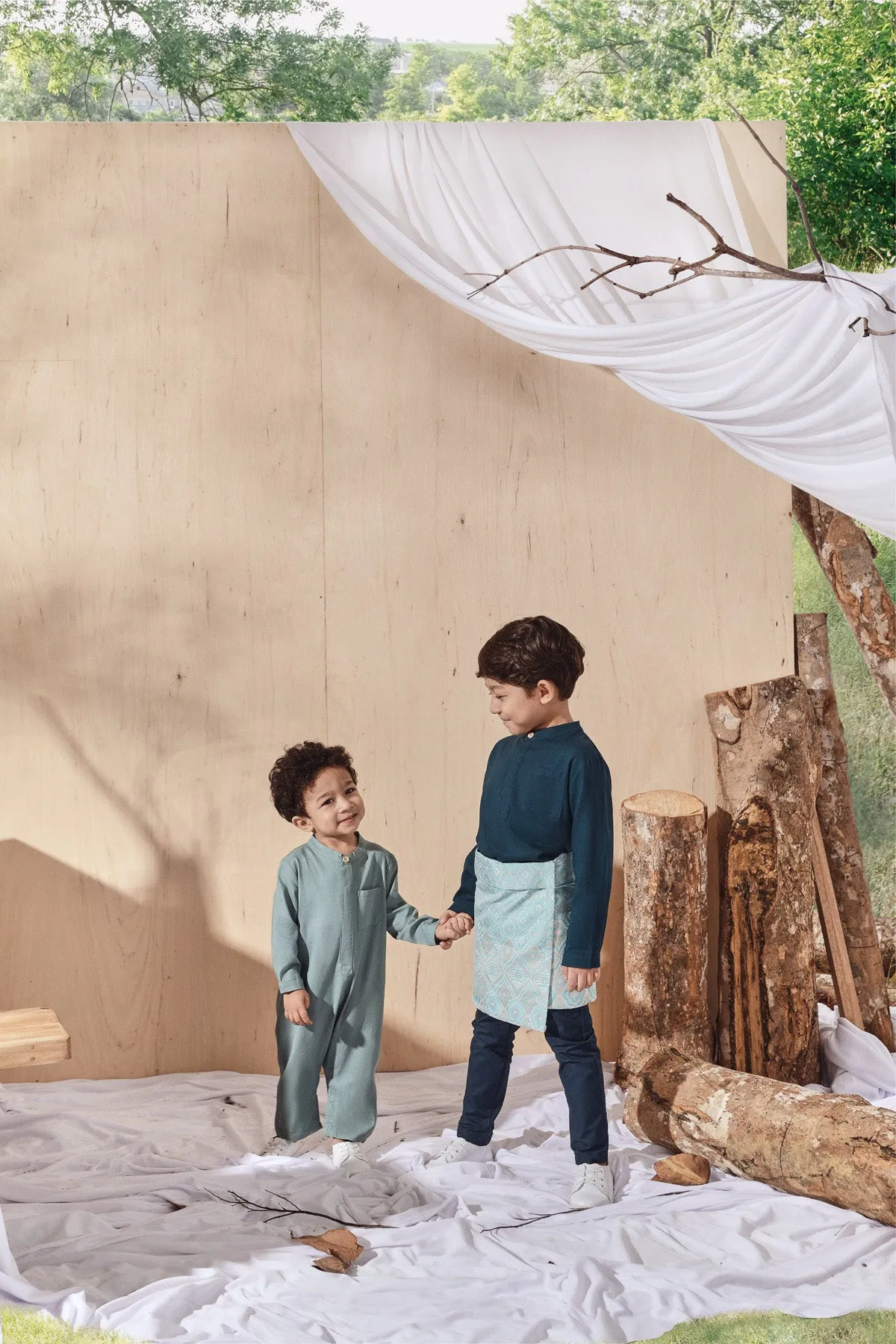The Balik Babies Baju Melayu Jumpsuit - Vegan Green