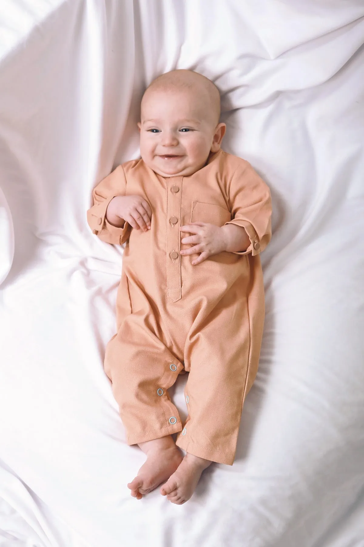 The Bayang Babies Baju Melayu Jumpsuit - Peach