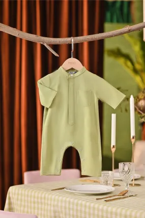 The Capai Babies Baju Melayu Jumpsuit - Tea Green