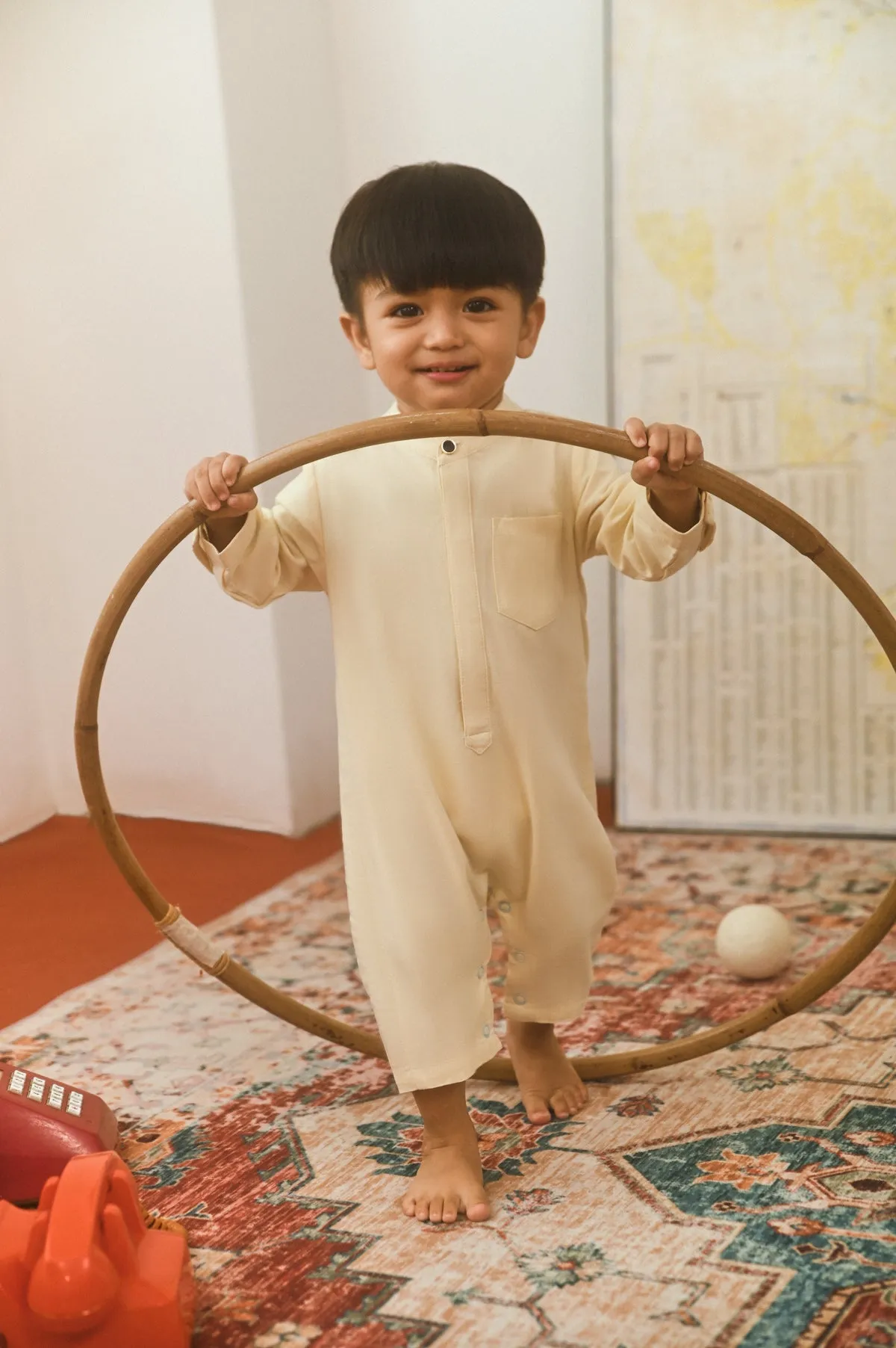 The Dulu Kita Babies Baju Melayu Jumpsuit - Cream