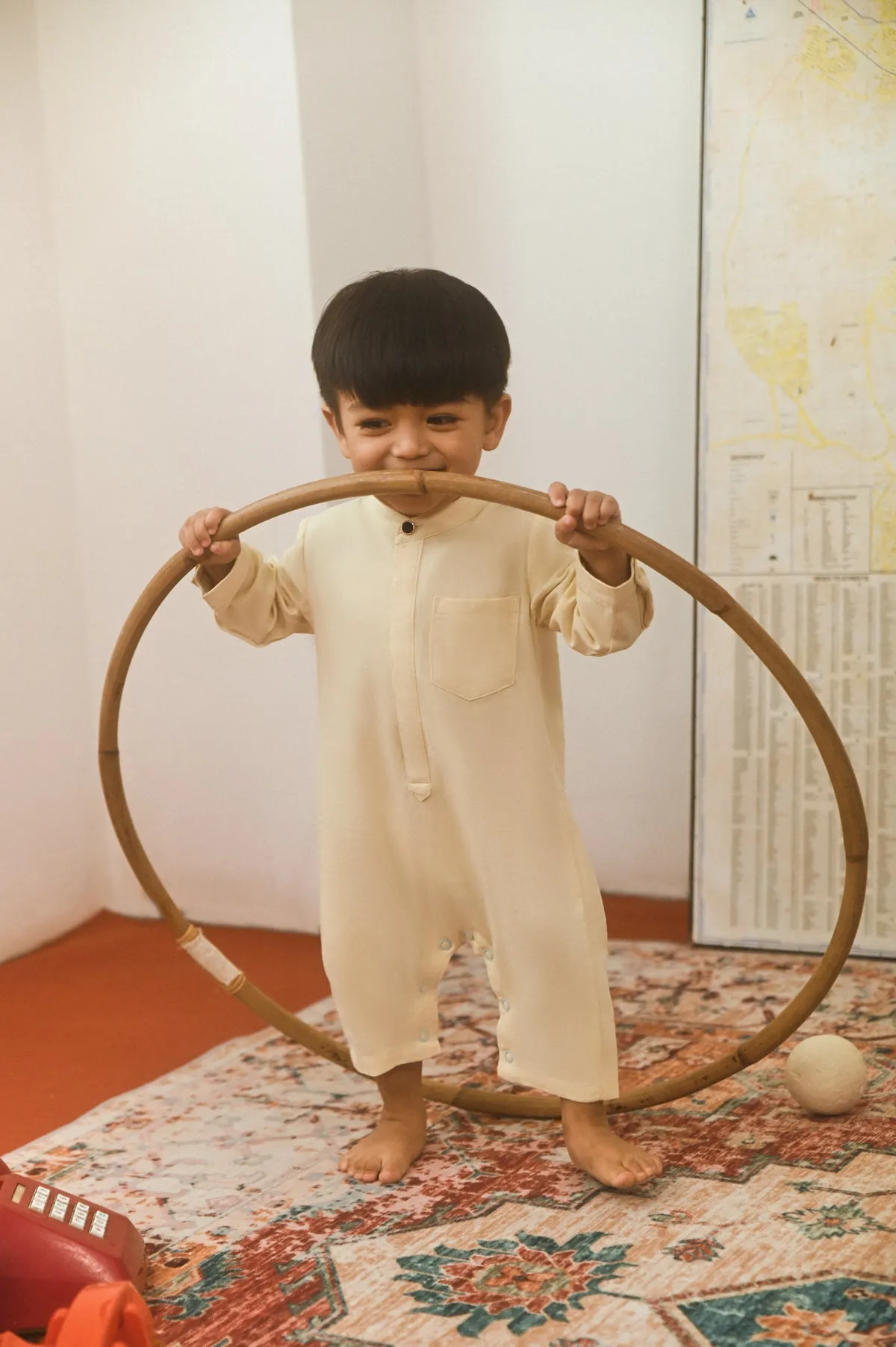 The Dulu Kita Babies Baju Melayu Jumpsuit - Cream