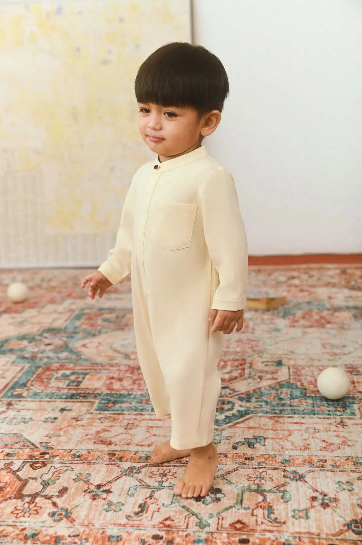 The Dulu Kita Babies Baju Melayu Jumpsuit - Cream