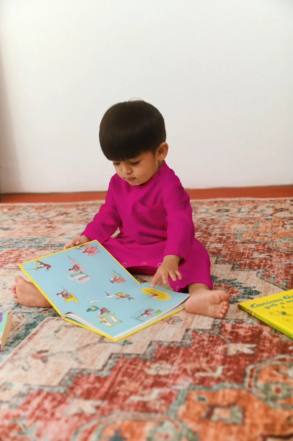 The Dulu Kita Babies Baju Melayu Jumpsuit - Fuchsia