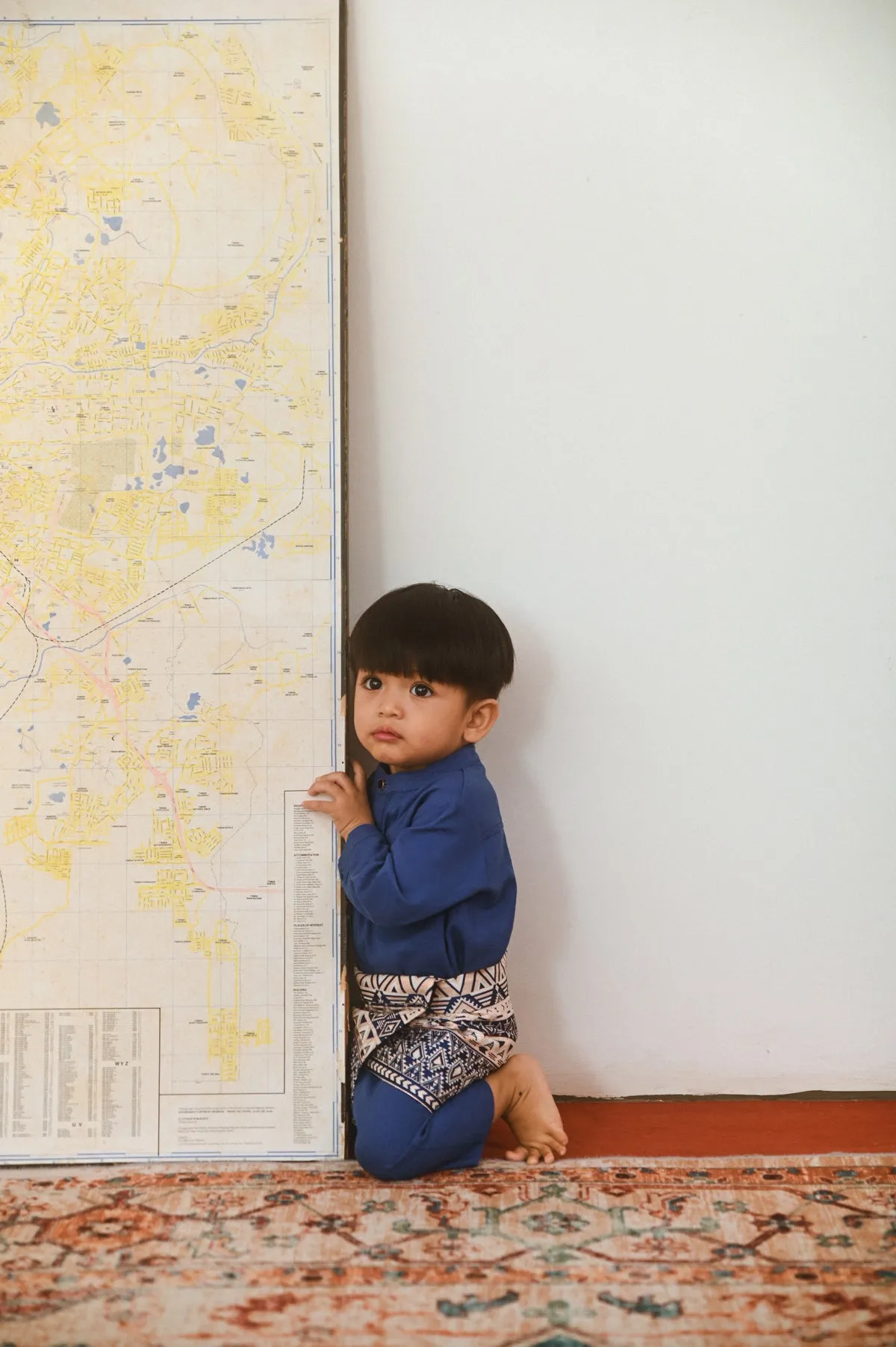The Dulu Kita Babies Baju Melayu Jumpsuit - Steel Blue