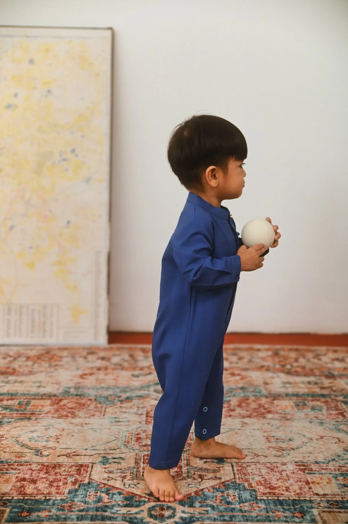 The Dulu Kita Babies Baju Melayu Jumpsuit - Steel Blue