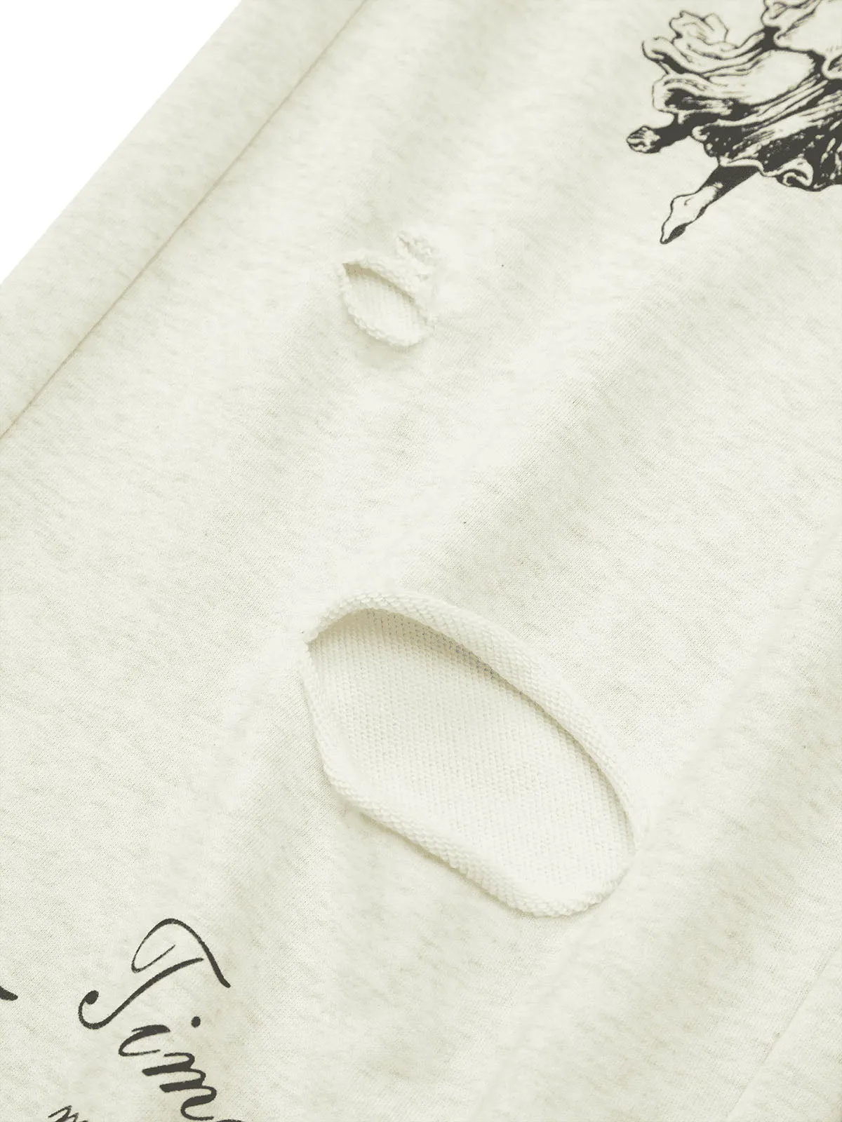 Thesupermade Cut Hole Angel Drawing Letter Pants