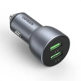 UGREEN 36W Dual USB Car Charger, Cigarette Lighter Adapter Compatible with iPhone 14/13/12/11/SE/XR/X/XS, Galaxy S22/S21/S20/S10/Note 20, Pixel 5/4/3 etc. (10144)