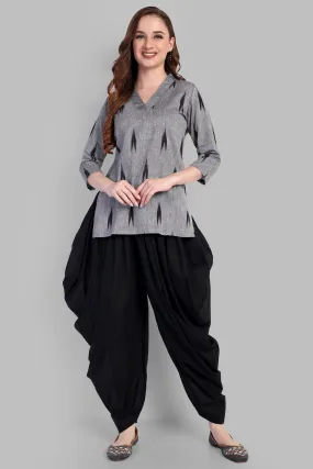 V Neck Ikkat Short Kurta