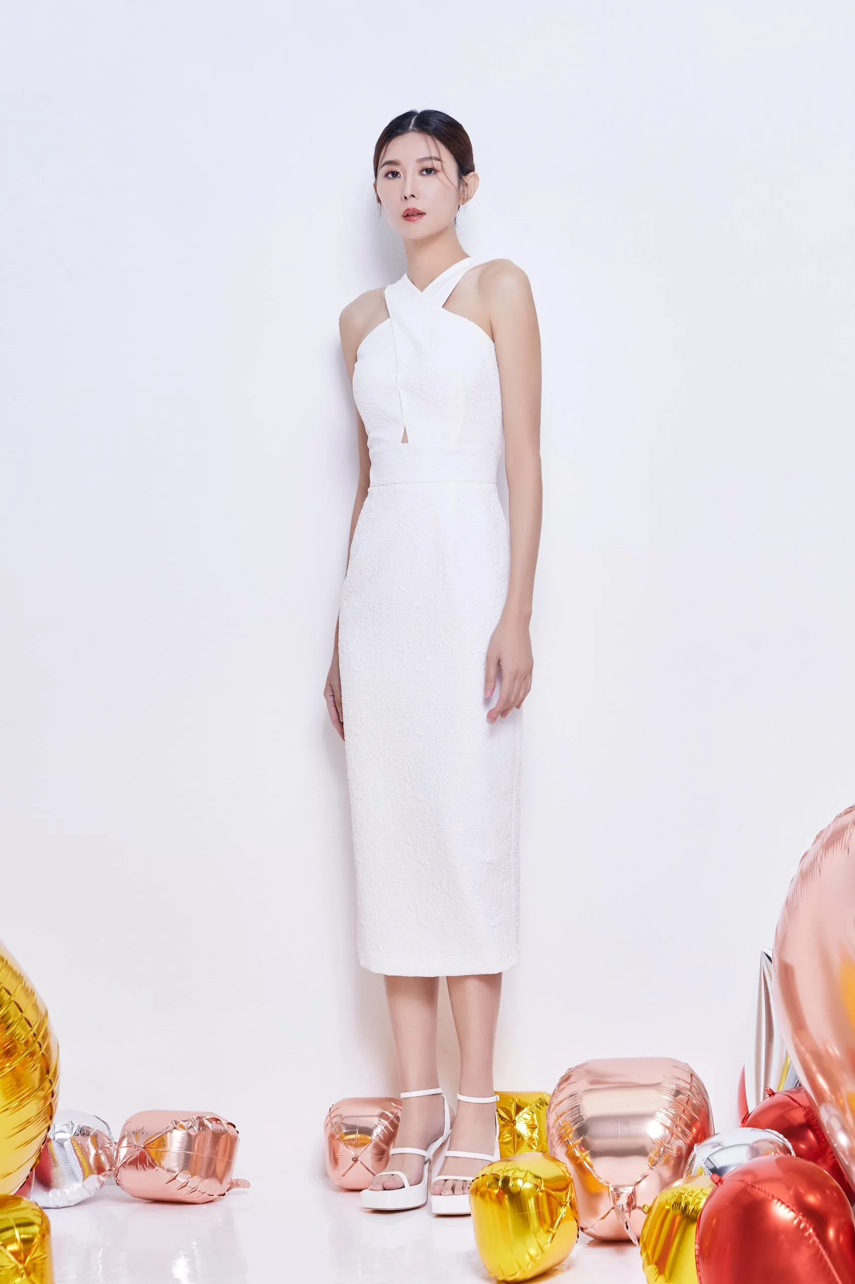Verona Crossed Halter Neck Dress