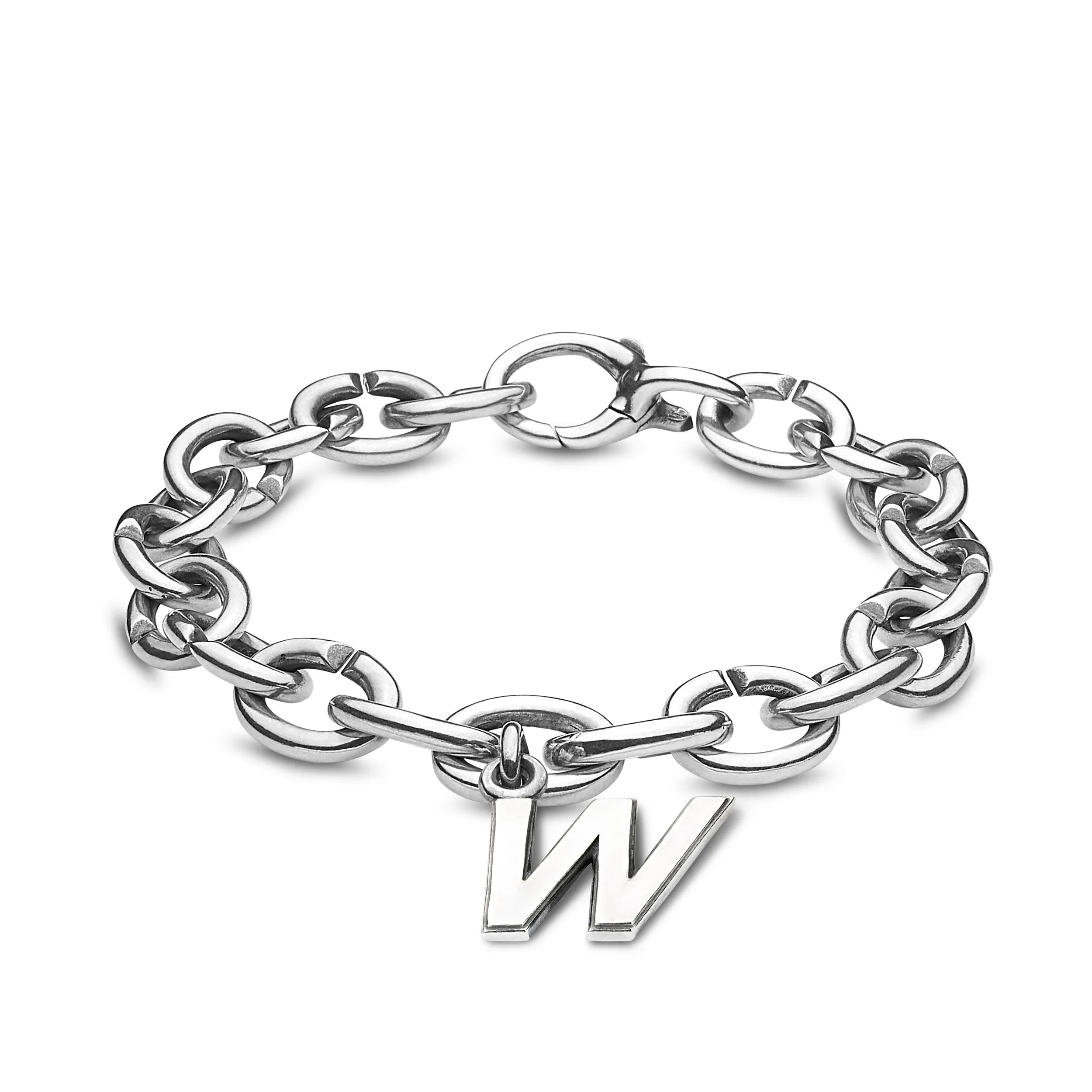 W, Silver Link Charm
